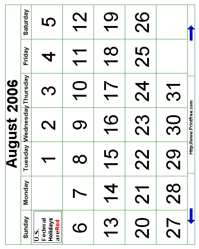 August 2006 Bold Calendar