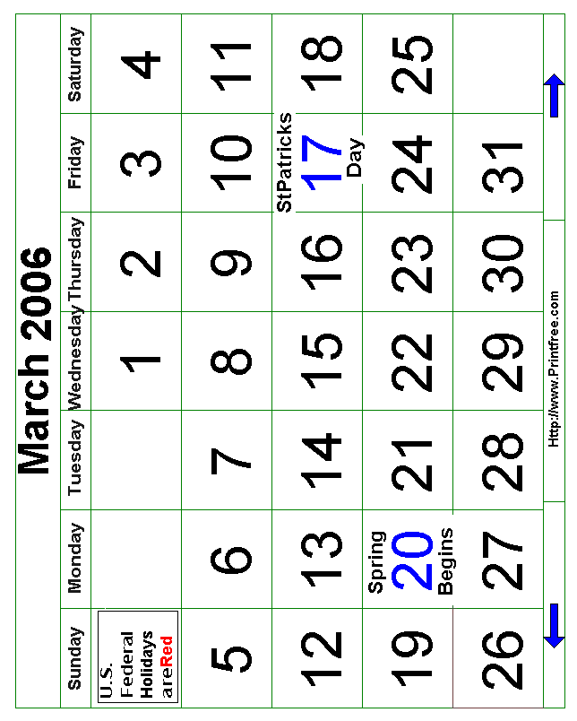 Bold March 2006 Calendar Image