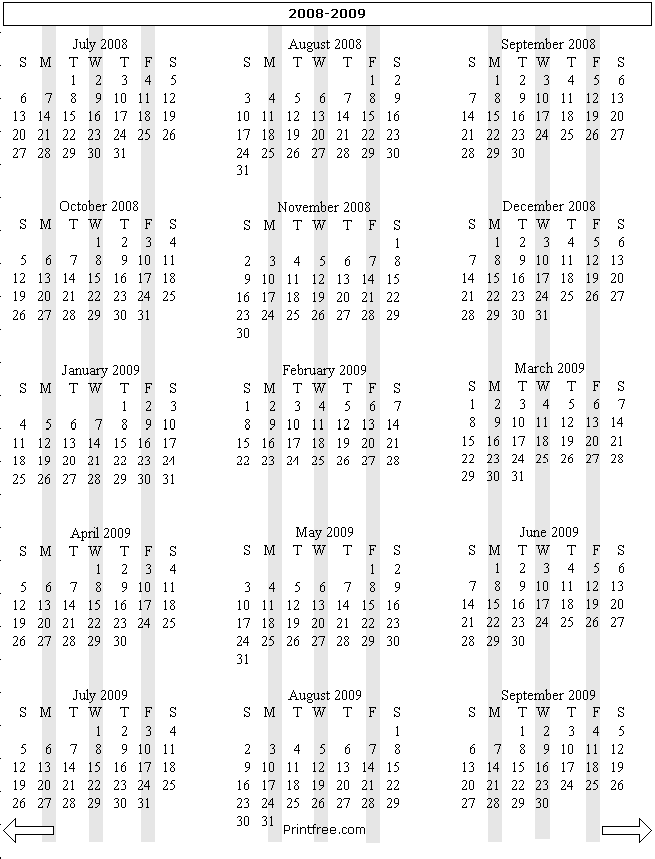 2008 to 2009 large school year calendar
