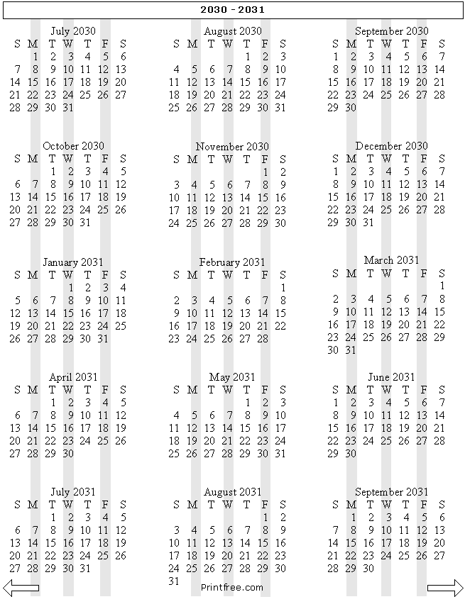 15 month school year calendar 2030-2031