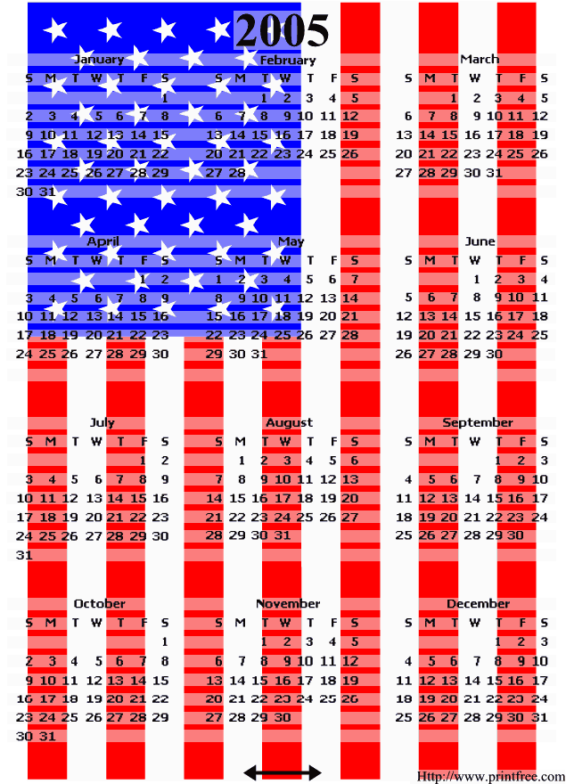 2005 flag calendar