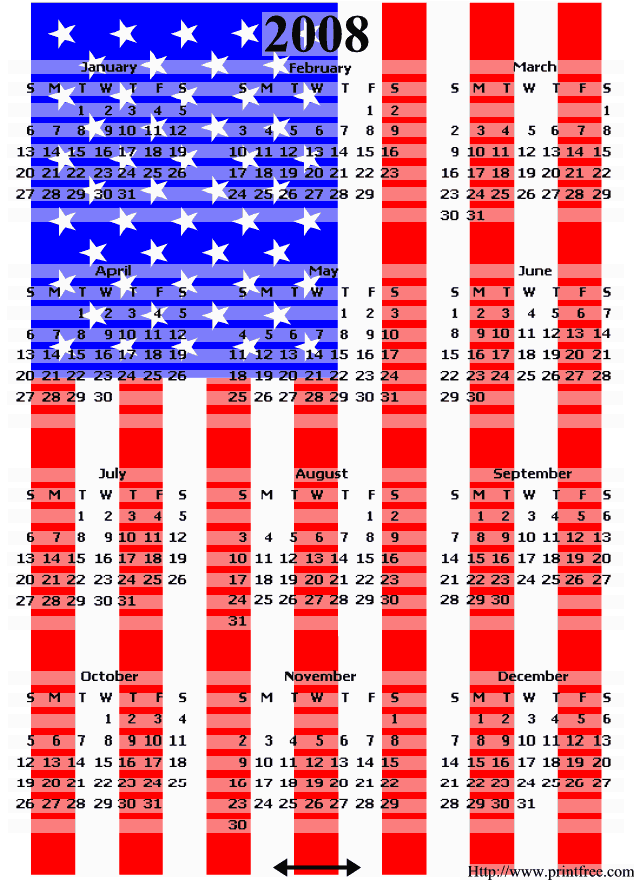 2008 flag calendar image