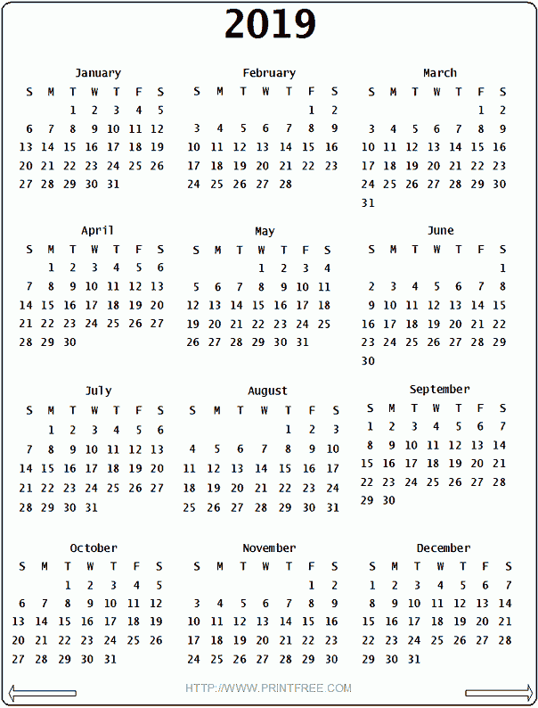 2019 Calendar