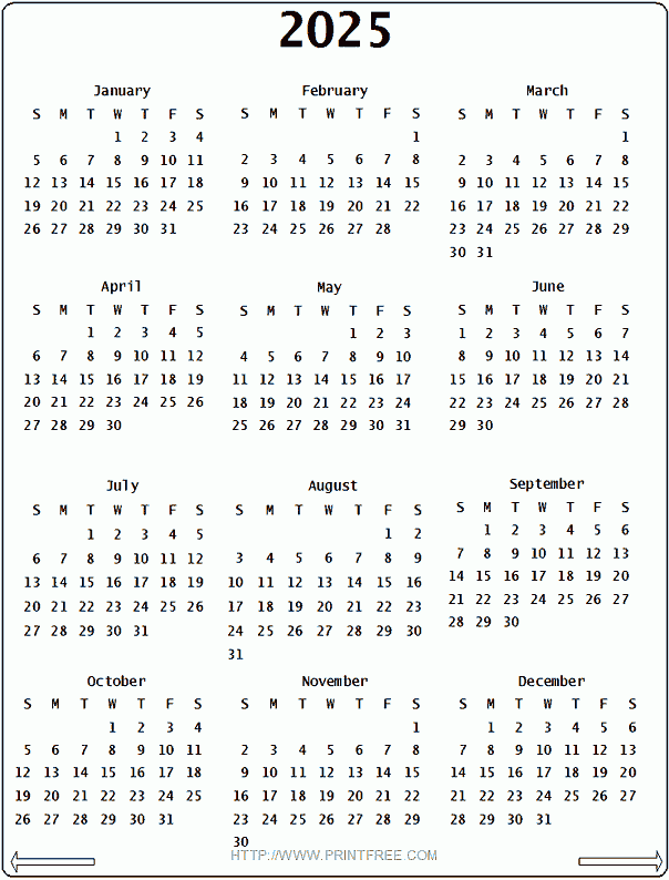 2025 Calendar