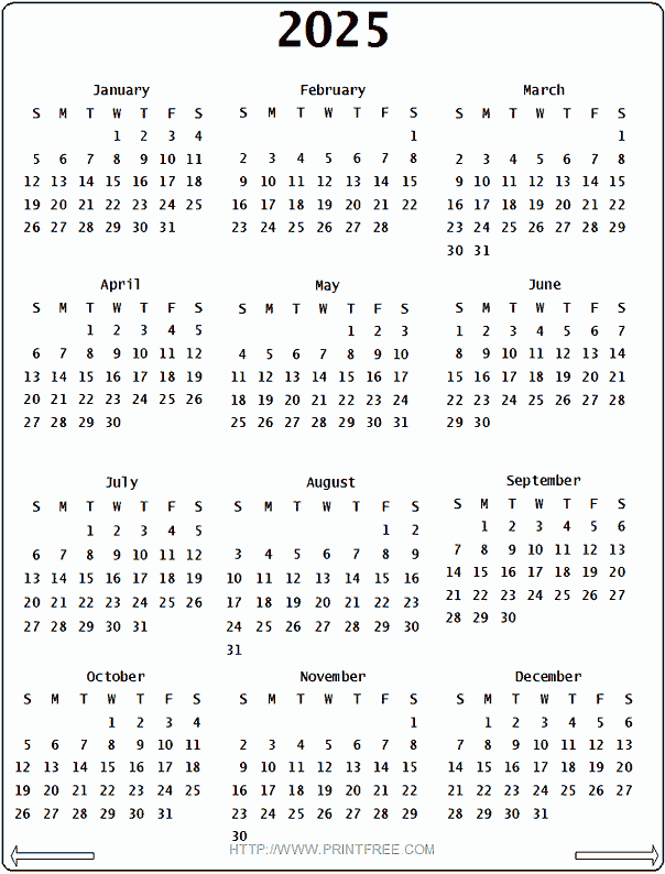 Printable Calendar 2025 Printable Blank World