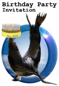 sea lion and cake Birthday Party Invitation
