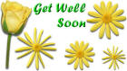 Get Well card yellow flowers