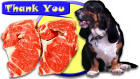 Thank You card image dog and steaks