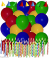 birthday party balloons and candles preview image