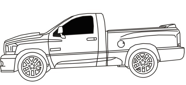 Pick Up Truck Coloring Outline 7