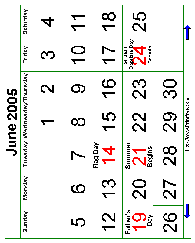 Bold June 2005 Calendar Image