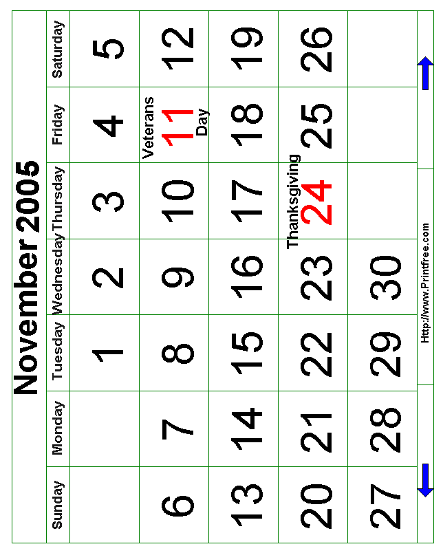 November 2005 Bold Calendar