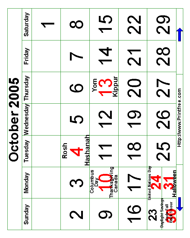 October 2005 Bold Calendar