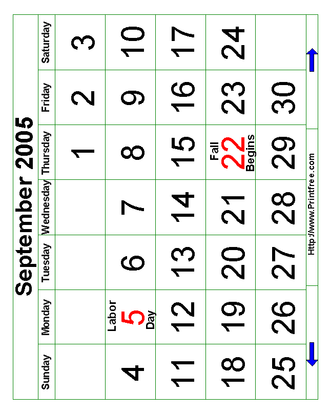 September 2005 Bold Calendar