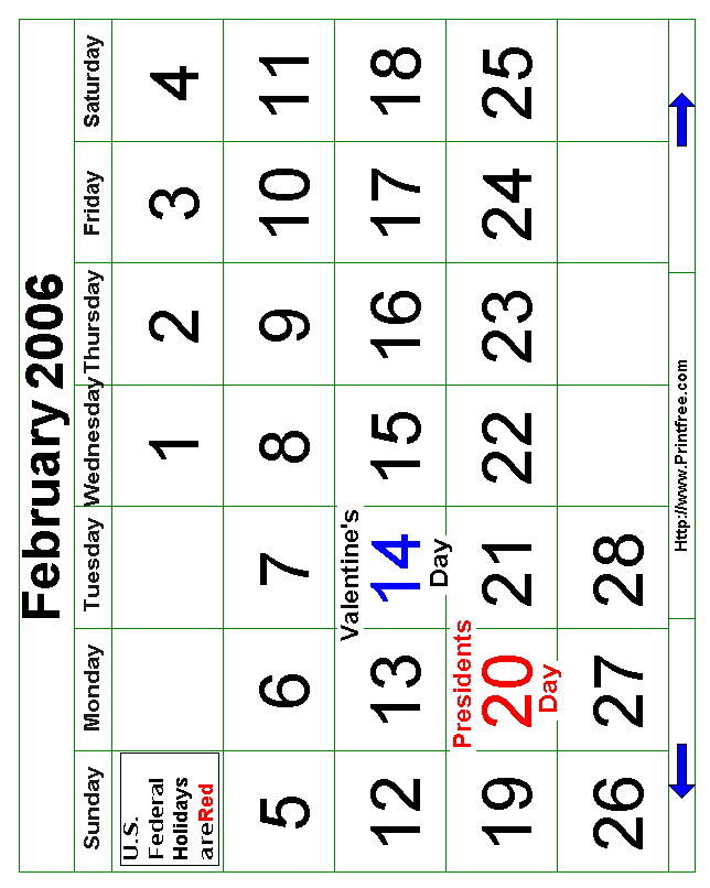 February 2006 Bold Calendar