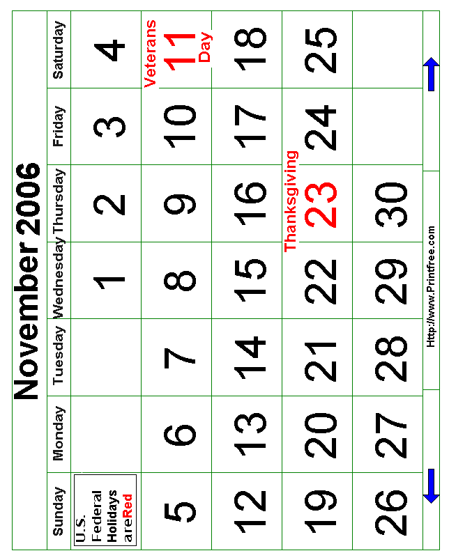 November 2006 Bold Calendar