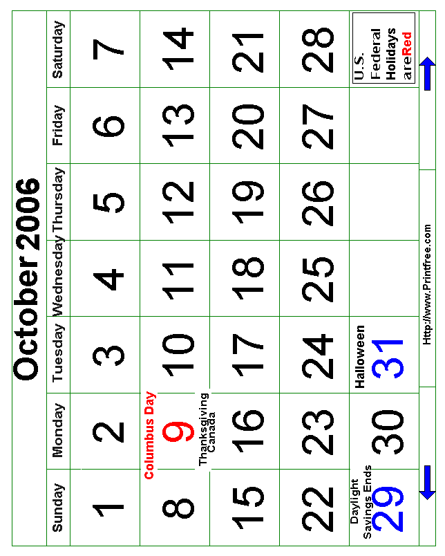 October 2006 Bold Calendar