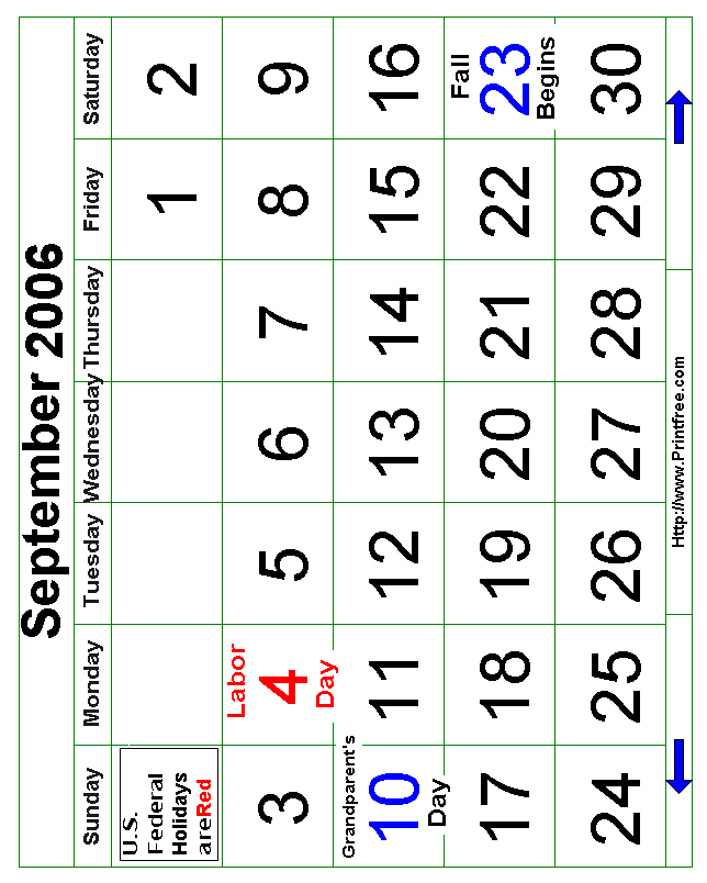 September 2006 Bold Calendar