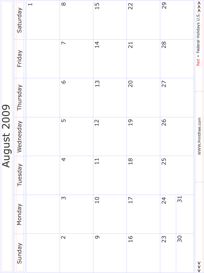 August 2009 Monthly Calendar August 2009 Monthly Calendar