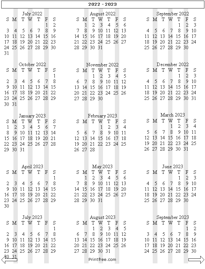 15 month school year calendar 2022-2023