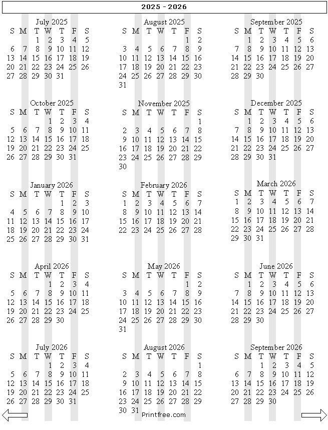 15 month school year calendar 2025-2026