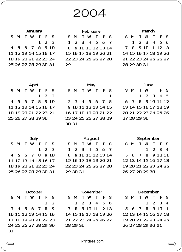 2004 Calendar