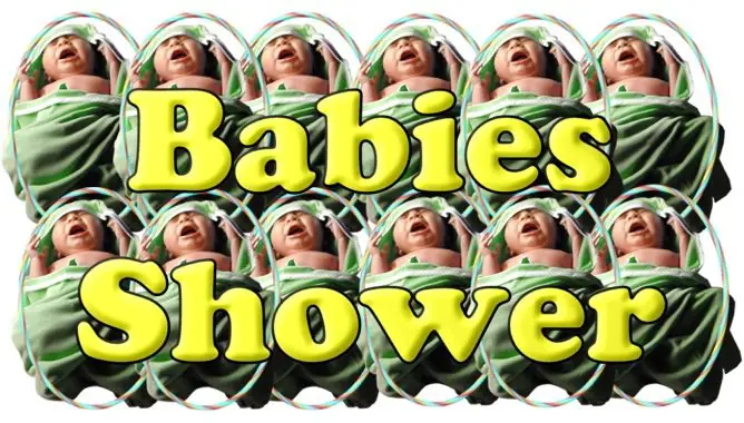 Babies Shower half fold, 12 babies in green blankets