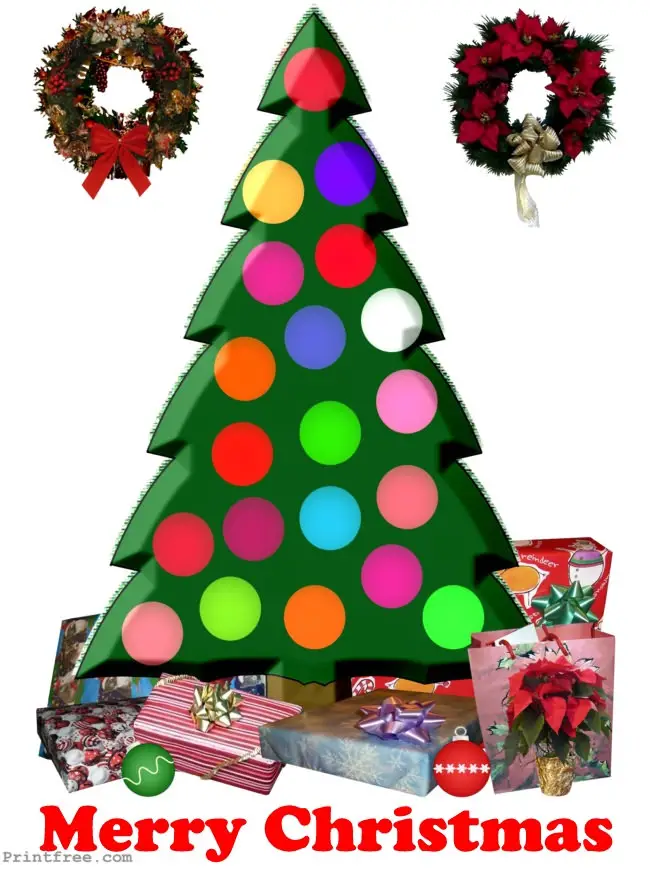 Christmas tree decorative print image
