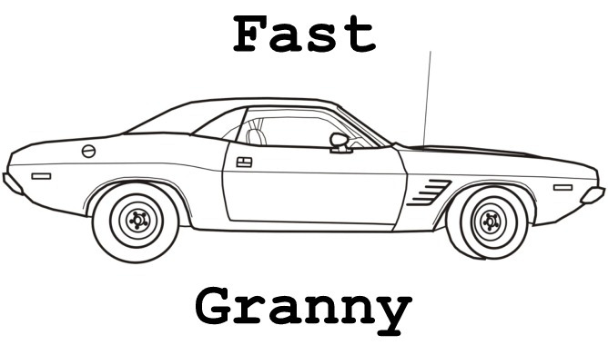 Granny fast car half fold card image