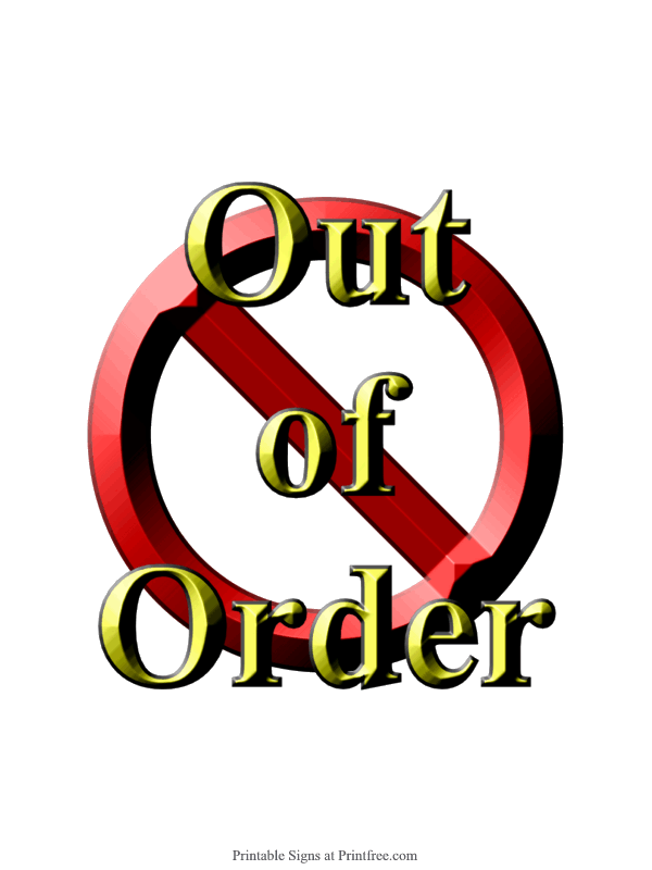 Out Of Order Sign Printfree